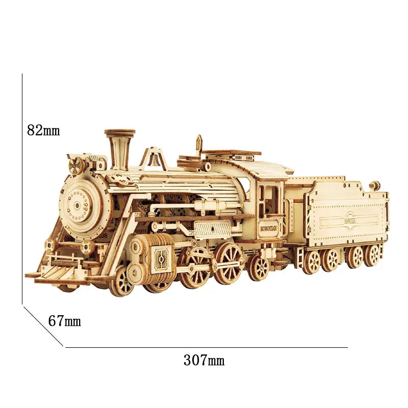 Modelo detallado de locomotora de vapor de madera para Timber Express 3D Puzzle.