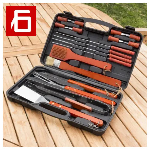 Set di attrezzi da barbecue portatile in valigetta Barbecue Barbecase nera.