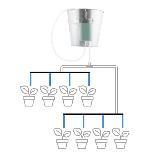 Sistema di Irrigazione a Goccia Automatico Regott con serbatoio per piante in vaso.