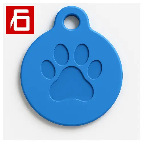 Targhetta blu con impronta di zampa.