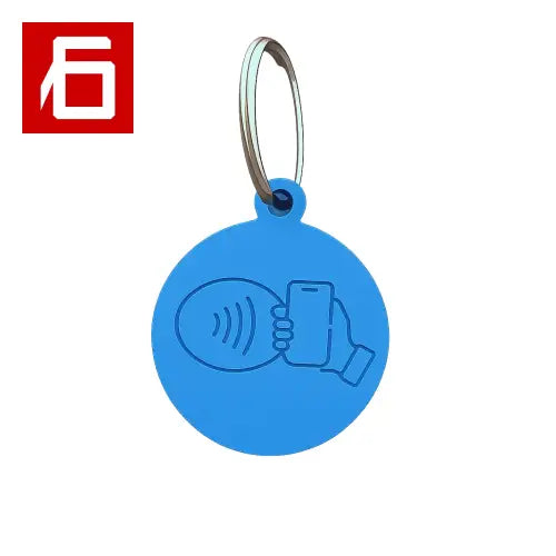 Blue pet finder NFC keychain for easy pet finder and finder NFC use