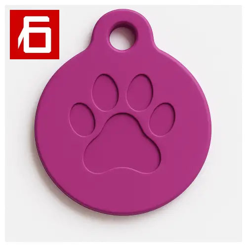 Purple pet tag with paw print for Pet Finder NFC easy pet identification