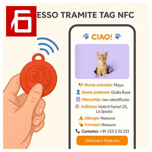Pet Finder NFC blue tag with NFC tech for easy pet ID and finder nfc features