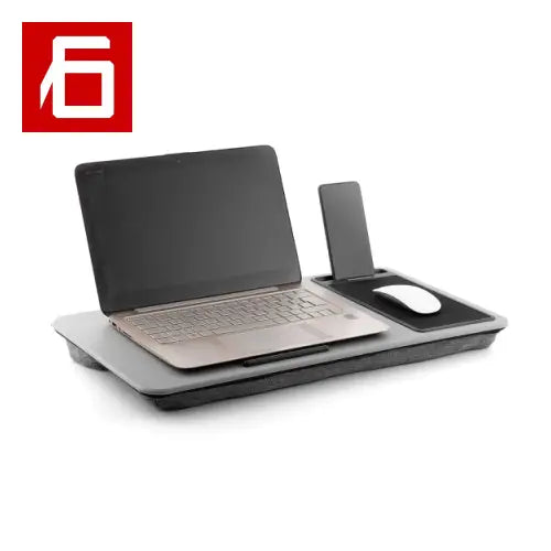 Scrivania Portatile per Laptop XL Deskion con vassoio superiore rigido per laptop e smartphone.