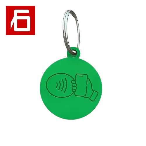 Green NFC keychain for Pet Finder NFC device, easy pet finder accessory