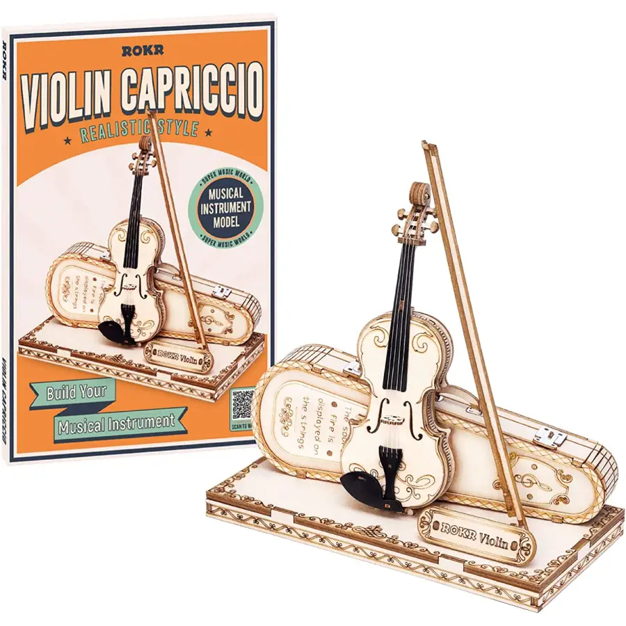 Un Modello In Legno Di Violino e Una Scatola